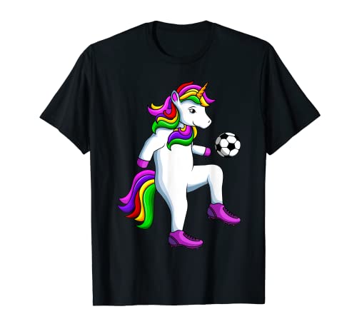 Fußball Mädchen Einhorn Fußballerin Damen T-Shirt von Fussball Mädchen Geschenkideen