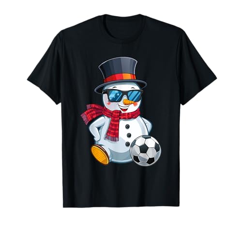 Lustiger Schneemann Fußball Weihnachten Jungen Mädchen Kids T-Shirt von Fußball Schneemann Winter Herren Damen Kinder
