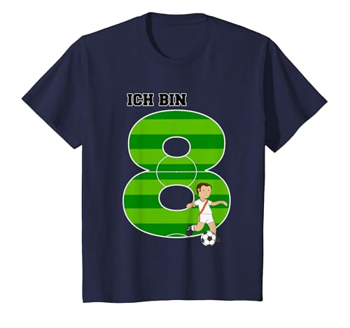 Kinder Geburtstagsshirt 8 Jahre Junge Fußball Ich bin 8 T-Shirt von Fussball T-Shirts zum Geburtstag