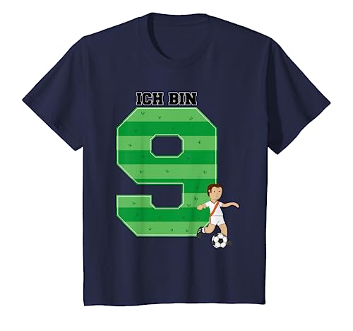 Kinder Geburtstagsshirt 9 Jahre Junge Fußball Ich bin 9 T-Shirt von Fussball T-Shirts zum Geburtstag