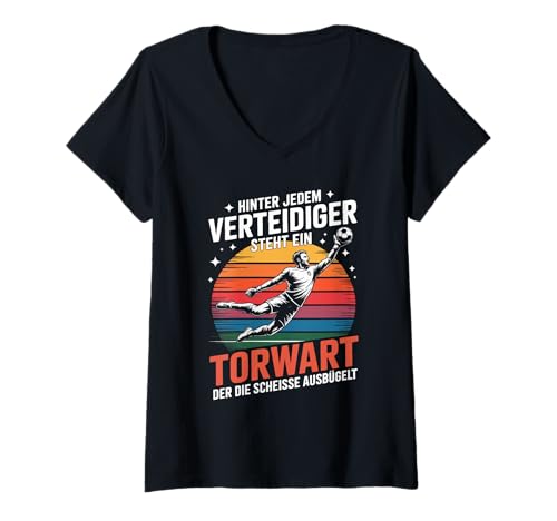 Damen Hinter Jedem Verteidiger Steht EIN Torwart T-Shirt mit V-Ausschnitt Damen Hinter Jedem Verteidiger Steht EIN Torwart T-Shirt mit V-Ausschnitt von Fußball Torwart Leidenschaft Spiel