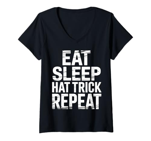 Damen Eat Sleep Hat Trick Repeat Fußball -Routinesportler |- T-Shirt mit V-Ausschnitt Damen Eat Sleep Hat Trick Repeat Fußball -Routinesportler |- T-Shirt mit V-Ausschnitt von Fußballbestimmung Spieler