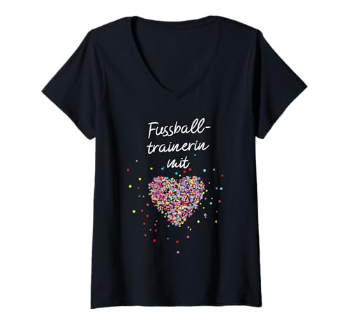 Damen Fußballtrainerin mit Herz Trainerin Fußballmannschaft T-Shirt mit V-Ausschnitt Damen Fußballtrainerin mit Herz Trainerin Fußballmannschaft T-Shirt mit V-Ausschnitt von Fußballtrainerin Trainerin Fußball Fußballspiel