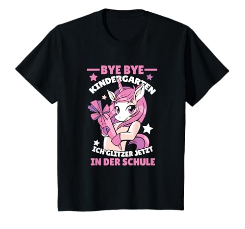 Mädchen Bye Bye Kindergarten ich Glitzer jetzt in der Schule T-Shirt Mädchen Bye Bye Kindergarten ich Glitzer jetzt in der Schule T-Shirt von Grundschule 1. Klasse Schultüte Schulanfang Schule