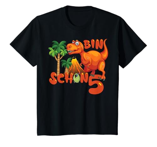 Kinder Jungen Ich bin schon 5 Jahre alt 5. Geburtstag T-Rex Dino T-Shirt von Dino Dinosaurier Dinosaur T-Rex Tyrannosaurus