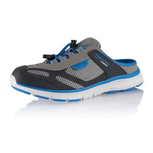 Fusskleidung® Damen Herren Hausschuhe atmungsaktive Clogs leichte Pantoffeln Grau Blau Grau EU 42 von Fusskleidung