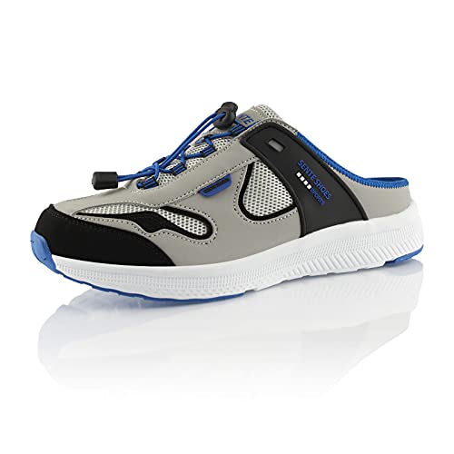 Fusskleidung® Damen Herren Hausschuhe atmungsaktive Clogs leichte Pantoffeln Grau Blau Schwarz EU 45 von Fusskleidung