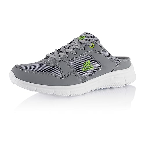Fusskleidung® Damen Herren Hausschuhe atmungsaktive Clogs leichte Pantoffeln Grau Grün Weiß EU 43 von Fusskleidung