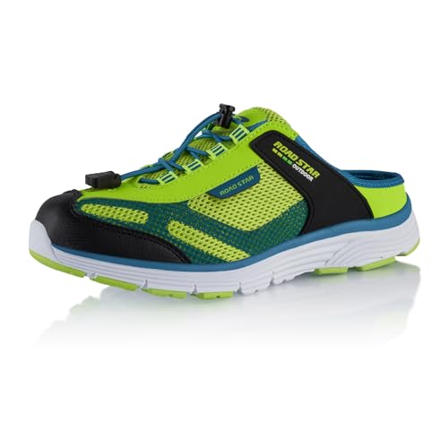 Fusskleidung® Damen Herren Hausschuhe atmungsaktive Clogs leichte Pantoffeln Grün Dunkelblau EU 44 von Fusskleidung