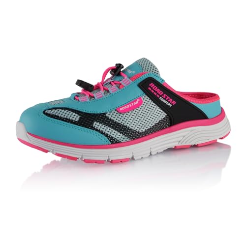 Fusskleidung® Damen Herren Hausschuhe atmungsaktive Clogs leichte Pantoffeln Hellblau Schwarz Pink EU 41 von Fusskleidung