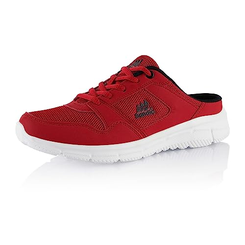 Fusskleidung® Damen Herren Hausschuhe atmungsaktive Clogs leichte Pantoffeln Rot Schwarz Weiß EU 41 von Fusskleidung