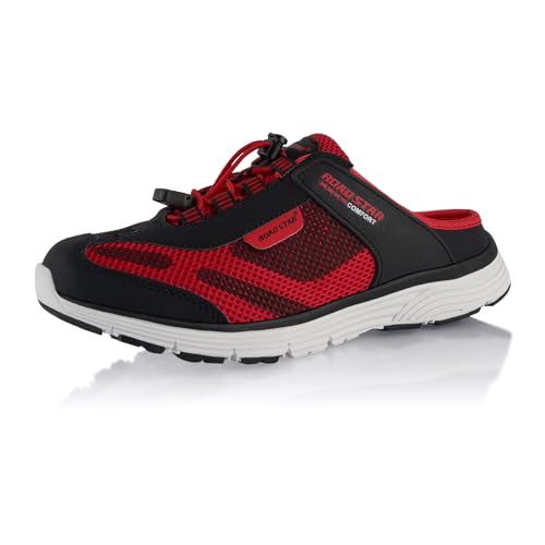 Fusskleidung® Damen Herren Hausschuhe atmungsaktive Clogs leichte Pantoffeln Schwarz Rot Rot EU 39 von Fusskleidung