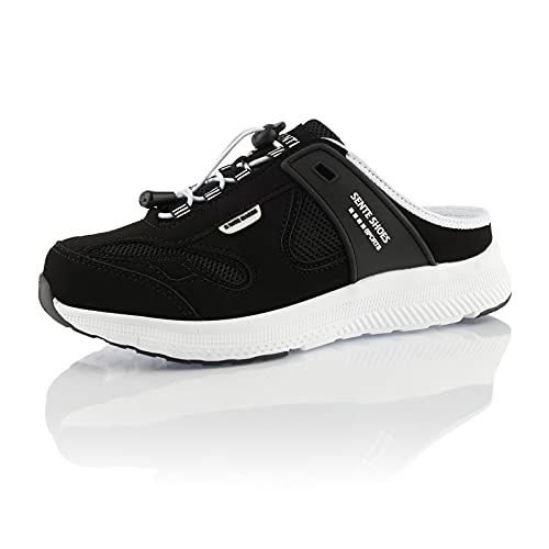 Fusskleidung® Damen Herren Hausschuhe atmungsaktive Clogs leichte Pantoffeln Schwarz Weiss Schwarz EU 38 von Fusskleidung