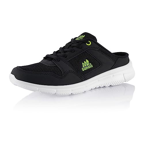 Fusskleidung® Damen Herren Hausschuhe atmungsaktive Clogs leichte Pantoffeln Schwarz Weiß Grün EU 46 von Fusskleidung