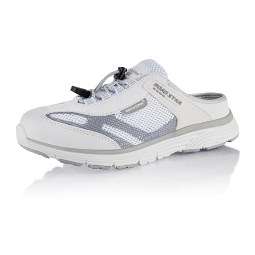 Fusskleidung® Damen Herren Hausschuhe atmungsaktive Clogs leichte Pantoffeln Weiß Grau EU 41 von Fusskleidung