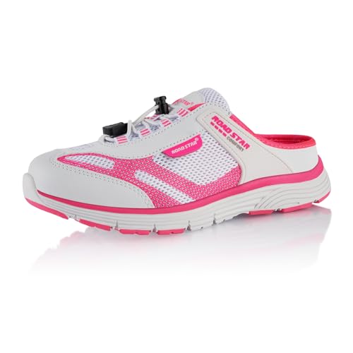 Fusskleidung® Damen Herren Hausschuhe atmungsaktive Clogs leichte Pantoffeln Weiß Pink EU 44 von Fusskleidung