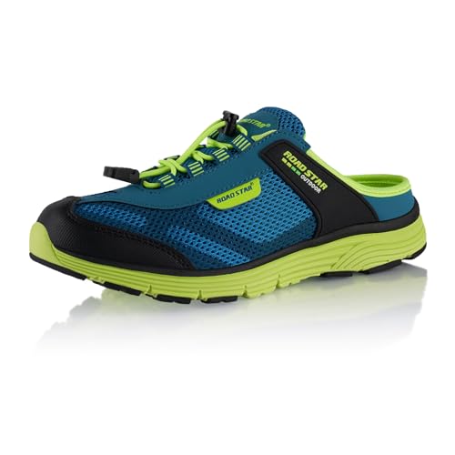 Fusskleidung® Damen Herren Hausschuhe atmungsaktive Clogs leichte Pantoffeln Blau Grün EU 42 von Fusskleidung