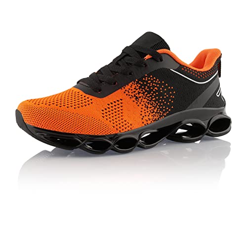 Fusskleidung® Damen Herren Laufschuhe Dämpfung Runners leichte Sportschuhe Orange Schwarz EU 37 von Fusskleidung