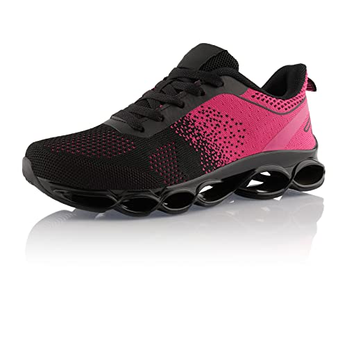 Fusskleidung® Damen Herren Laufschuhe Dämpfung Runners leichte Sportschuhe Schwarz Pink EU 37 von Fusskleidung