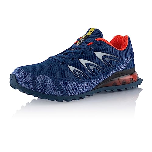 Fusskleidung® Damen Herren Wanderschuhe Dämpfung Trail Running Trekkingschuhe Blau Orange Weiß EU 38 von Fusskleidung