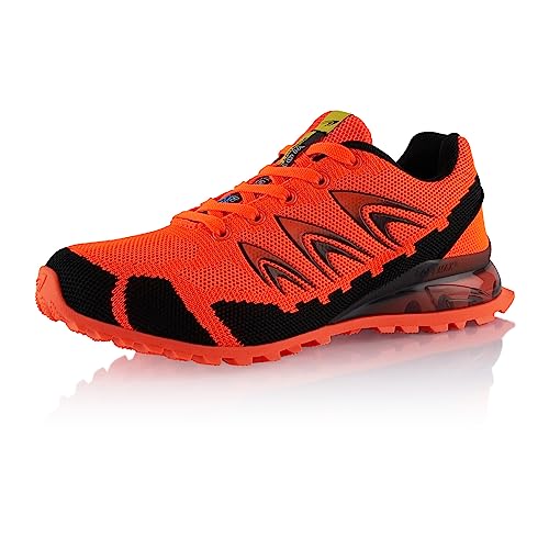 Fusskleidung® Damen Herren Wanderschuhe Dämpfung Trail Running Trekkingschuhe Orange Schwarz EU 41 von Fusskleidung