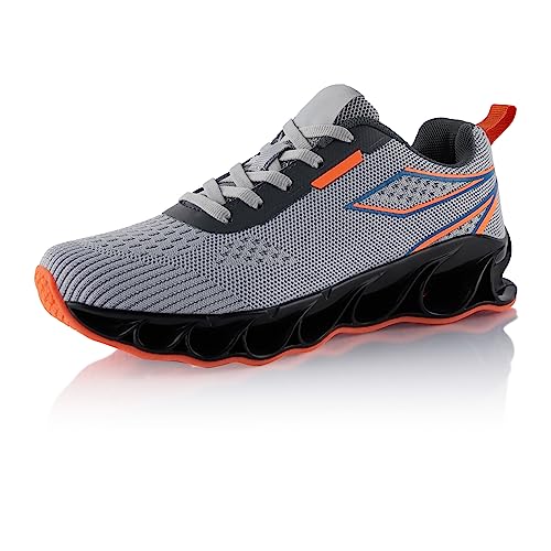 Fusskleidung® Damen Herren Laufschuhe Dämpfung Sportschuhe leichte Gesundheitsschuhe Grau Orange EU 38 von Fusskleidung