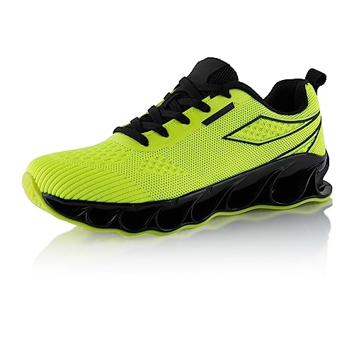 Fusskleidung® Damen Herren Laufschuhe Dämpfung Sportschuhe leichte Gesundheitsschuhe Grün Schwarz EU 38 von Fusskleidung