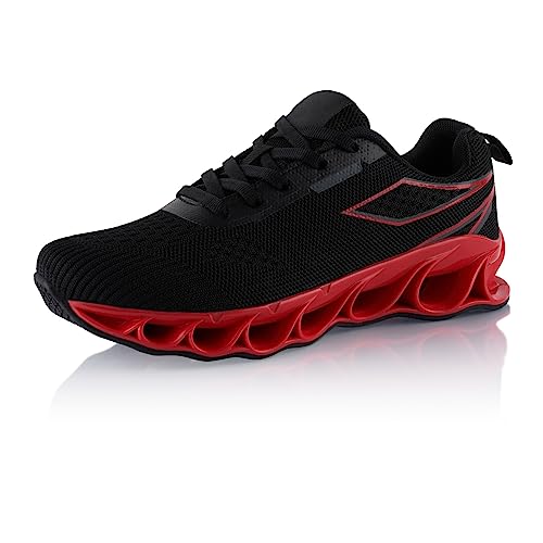 Fusskleidung® Damen Herren Laufschuhe Dämpfung Sportschuhe leichte Gesundheitsschuhe Schwarz Rot EU 38 von Fusskleidung