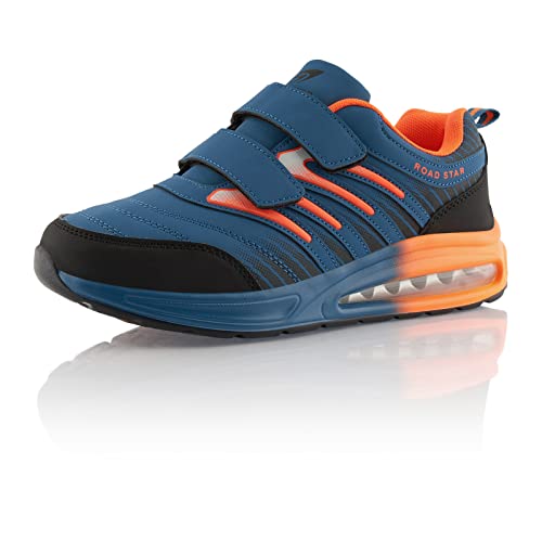 Fusskleidung® Damen Herren Laufschuhe Dämpfung Sportschuhe leichte Turnschuhe Dunkelblau Orange Schwarz EU 38 von Fusskleidung