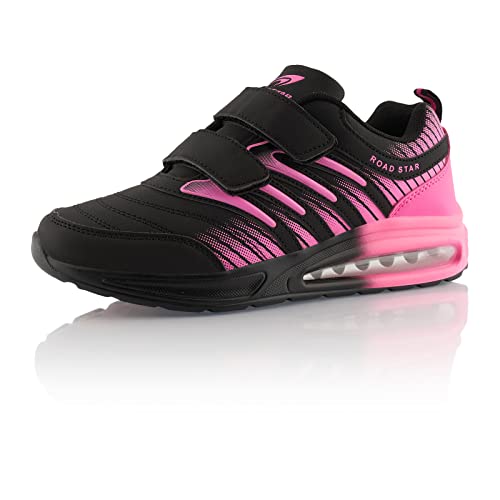 Fusskleidung® Damen Herren Laufschuhe Dämpfung Sportschuhe leichte Turnschuhe Schwarz Pink EU 37 von Fusskleidung