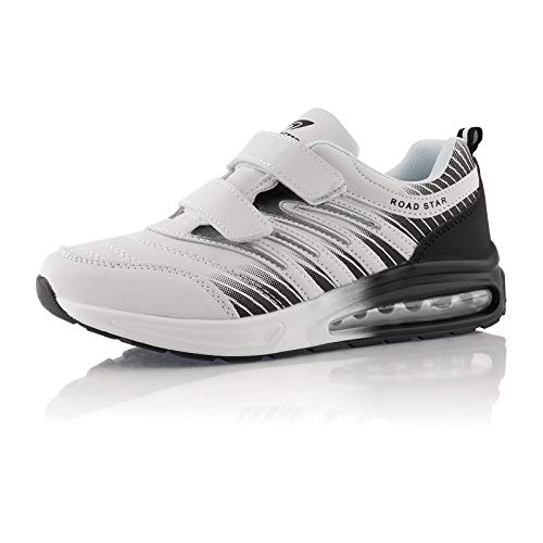 Fusskleidung® Damen Herren Laufschuhe Dämpfung Sportschuhe leichte Turnschuhe Weiss Schwarz EU 41 von Fusskleidung
