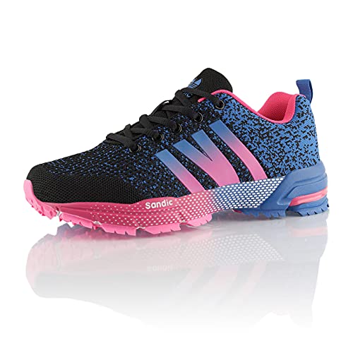 Fusskleidung® Damen Herren Laufschuhe atmungsaktive Runners leichte Sportschuhe Schwarz Pink Blau EU 37 von Fusskleidung