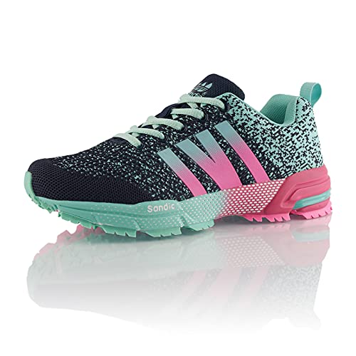 Fusskleidung® Damen Herren Laufschuhe atmungsaktive Runners leichte Sportschuhe Dunkelblau Blau Pink EU 36 von Fusskleidung