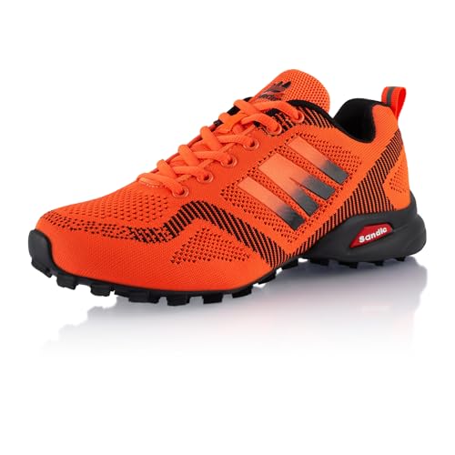 Fusskleidung® Damen Herren Wanderschuhe Bequeme Trail Running Trekkingschuhe Orange Orange Schwarz EU 36 von Fusskleidung