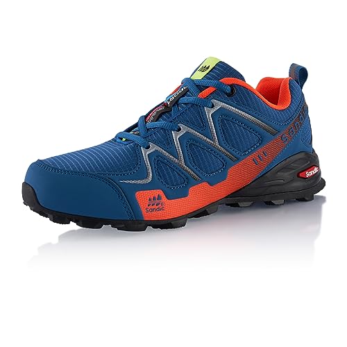 Fusskleidung® Damen Herren Wanderschuhe atmungsaktive Trail Running Trekkingschuhe Blau Orange EU 36 von Fusskleidung