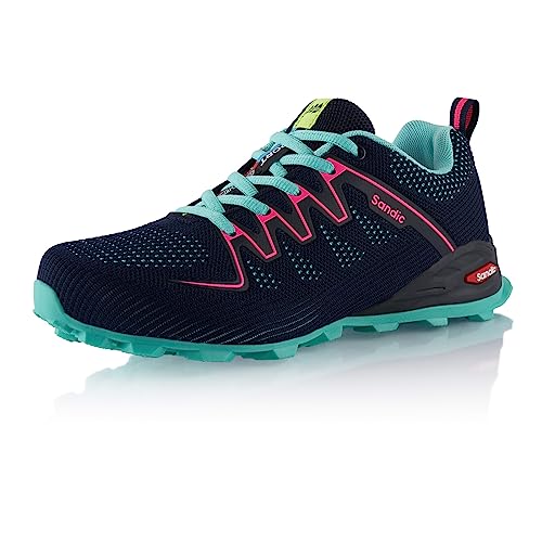 Fusskleidung® Damen Herren Wanderschuhe Atmungsaktive Trail Running Trekkingschuhe Dunkelblau Pink EU 38 von Fusskleidung