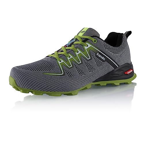 Fusskleidung® Damen Herren Wanderschuhe Bequeme Trail Running Trekkingschuhe Grau Grün EU 43 von Fusskleidung