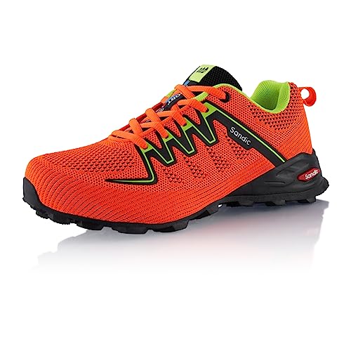 Fusskleidung® Damen Herren Wanderschuhe Bequeme Trail Running Trekkingschuhe Orange Schwarz EU 36 von Fusskleidung