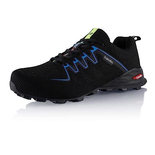 Fusskleidung® Damen Herren Wanderschuhe Bequeme Trail Running Trekkingschuhe Schwarz Blau EU 43 von Fusskleidung