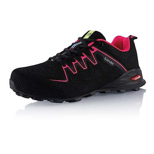 Fusskleidung® Damen Herren Wanderschuhe Bequeme Trail Running Trekkingschuhe Schwarz Pink EU 37 von Fusskleidung