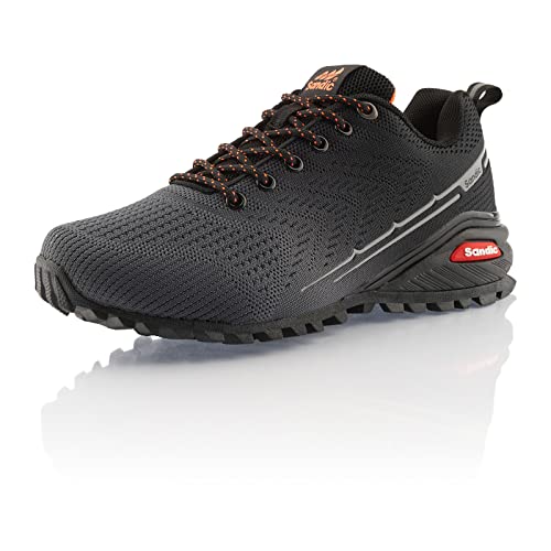 Fusskleidung® Damen Herren Wanderschuhe Bequeme Trail Running Trekkingschuhe Grau Schwarz EU 37 von Fusskleidung