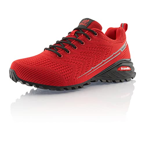 Fusskleidung® Damen Herren Wanderschuhe Bequeme Trail Running Trekkingschuhe Rot EU 46 von Fusskleidung