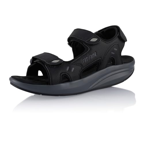 Fusskleidung® Damen Herren Sandalen Sommer Abrollsohle leichte Gesundheitsschuhe Schwarz EU 36 von Fusskleidung