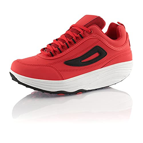 Fusskleidung® Damen Herren Sneaker Abrollsohle Sportschuhe leichte Gesundheitsschuhe Rot Schwarz Weiss EU 38 von Fusskleidung