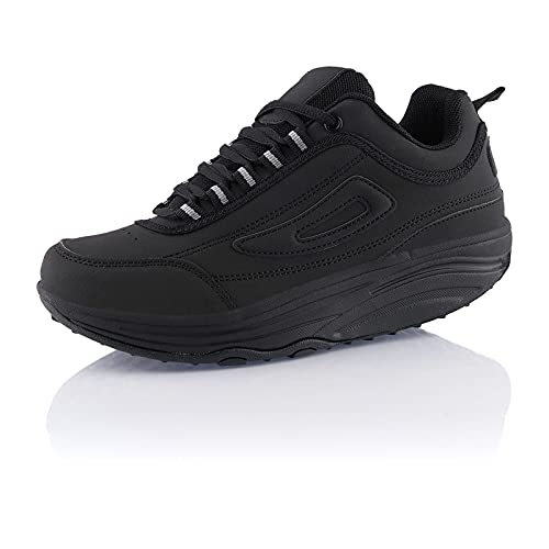 Fusskleidung® Damen Herren Sneaker Abrollsohle Sportschuhe leichte Gesundheitsschuhe Schwarz Silber Schwarz EU 45 von Fusskleidung