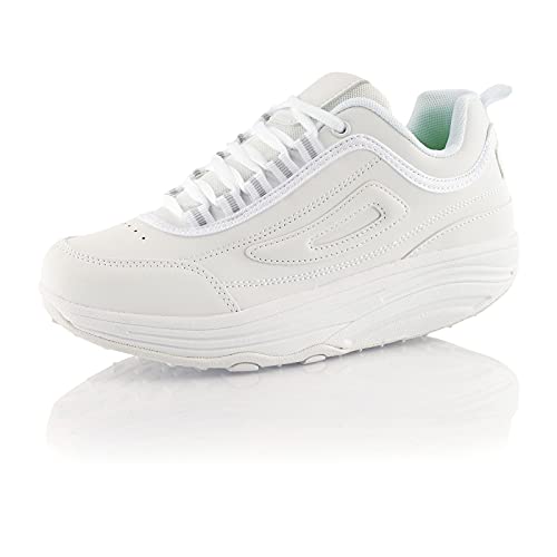 Fusskleidung® Damen Herren Sneaker Abrollsohle Sportschuhe leichte Gesundheitsschuhe Weiss Weiss EU 43 von Fusskleidung