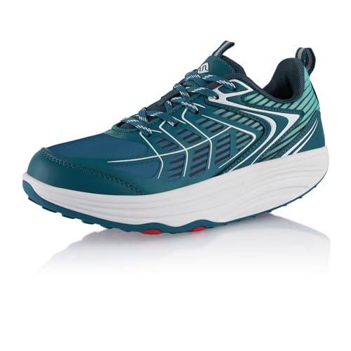 Fusskleidung® Damen Herren Sneaker Abrollsohle leichte Gesundheitsschuhe Türkis Weiß EU 37 von Fusskleidung