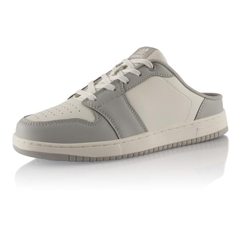 Fusskleidung® Damen Herren Sneaker Clogs Atmungsaktive Slip-On Schuhe Weiß Grau EU 43 von Fusskleidung