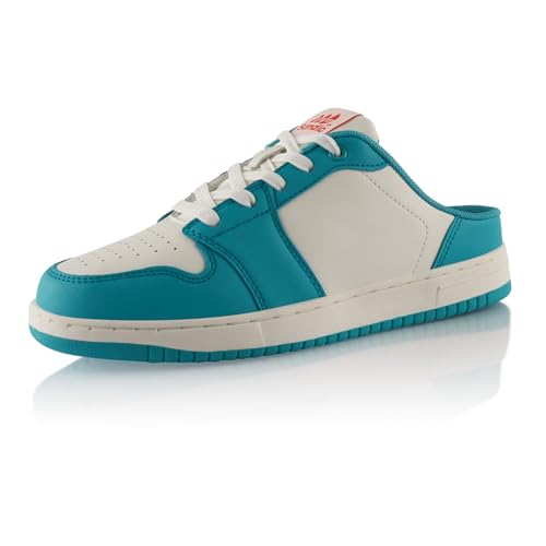 Fusskleidung® Damen Herren Sneaker Clogs Atmungsaktive Slip-On Schuhe Weiß Türkis EU 38 von Fusskleidung