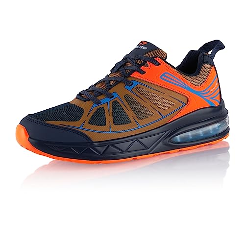 Fusskleidung® Damen Herren Sportschuhe Dämpfung Sneaker leichte Laufschuhe Blau Braun Orange EU 37 von Fusskleidung